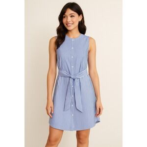 J Crew Collection Shirt Dress Women's Medium Striped Sleeveless Cotton Button Up